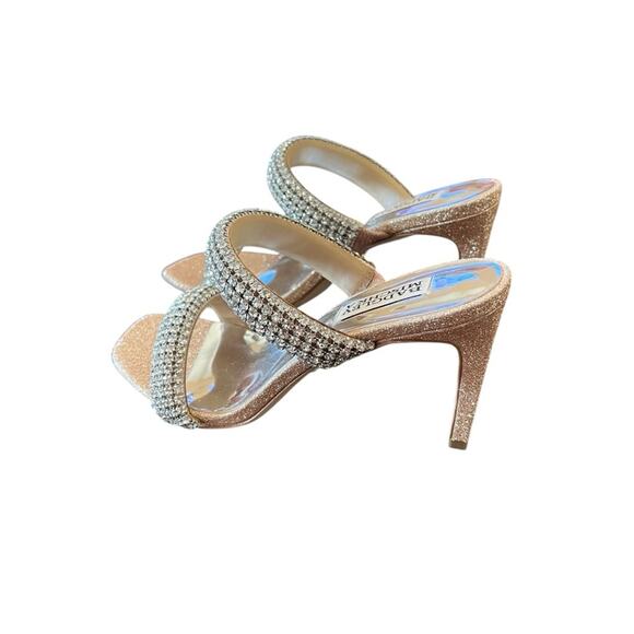 Badgley Mischka Sade Jeweled Double-Band Stiletto Heels Blush Gold NEW Size 7.5 - Picture 7 of 12
